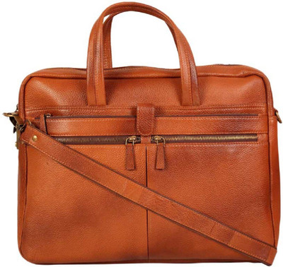 Hidekin 16 inch Expandable Laptop Messenger Bag Tan Hidekin Laptop Bags