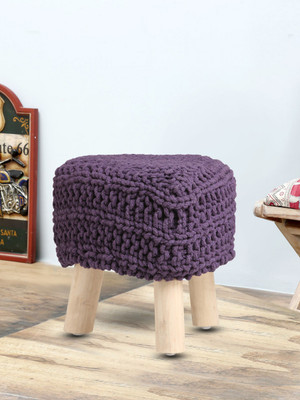 

Romee Solid Wood Pouf(Finish Color - Purple)