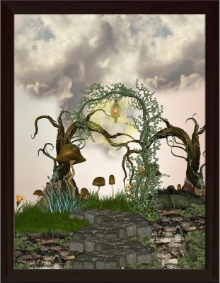 Artzfolio Path In The Tree Framed Wall Art Painting Print Canvas 15.3 inch x 12 inch Painting(With Frame)