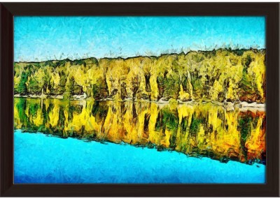 Artzfolio Colorful Autumn Landscape Framed Wall Art Painting Print Canvas 12 inch x 17.1 inch Painting(With Frame)