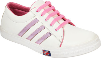

ABJ Fashion Premium Stylish Smart Casual White Pink Women's Sneakers For Women(White, Pink