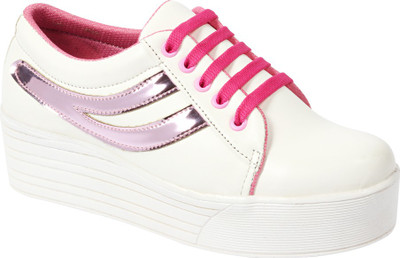 

ABJ Fashion Fashionable & Stylish Smart Casual White Pink Women's Sneakers For Women(White, Pink