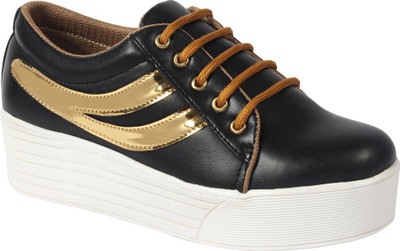 

ABJ Fashion Fashionable & Stylish Smart Casual Black Gold Women's Sneakers For Women(Black, Gold