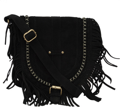 

Suedes & Grains Women Black Genuine Leather Sling Bag