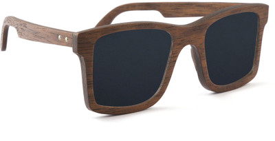 

tetewood Retro Square Sunglasses(Brown, Black)