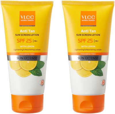 

VLCC COMBO PACK OF SUN SCREEN LOTION ANTI-TAN SUN BLOCK - SPF 25 PA+ WITH LEMON (150ML * 2) - SPF 25 PA+(150 ml)
