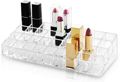

Sukot 36 Case Lipstick Nail Paint Organizer Acrylic Cosmetic Organizer Makeup Compartment Storage Vanity Box(Clear Transparent)