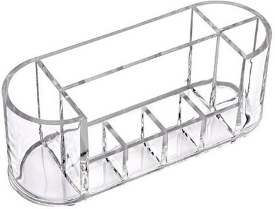 

Sukot Cosmetic Organizer with 6 Compartments Makeup Nail Paint Lipstick Holder Eye liner Brush Holder Storage Vanity Box(Clear Transparent)