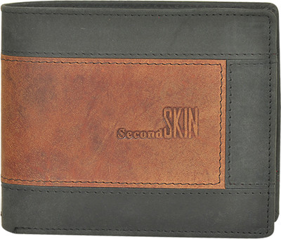 

Second Skin Men Black, Tan Genuine Leather Wallet(10 Card Slots)
