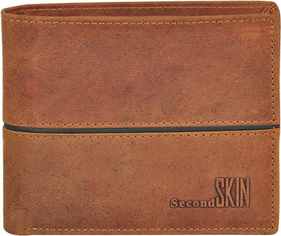 

Second Skin Men Tan, Black Genuine Leather Wallet(10 Card Slots), Black;tan