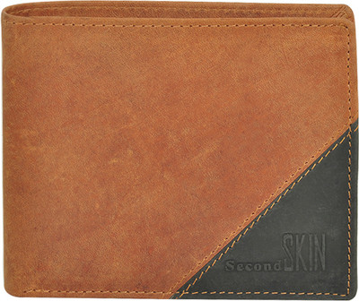 

Second Skin Men Tan, Black Genuine Leather Wallet(10 Card Slots), Black;tan