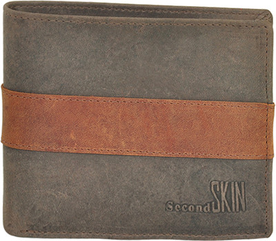 

Second Skin Men Green, Tan Genuine Leather Wallet(10 Card Slots)