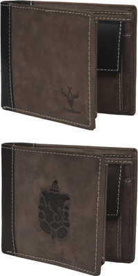 

Krosshorn Men Green Genuine Leather Wallet(14 Card Slots)