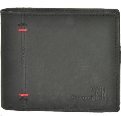 

Second Skin Men Black Genuine Leather Wallet(10 Card Slots)
