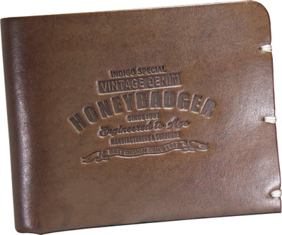 

Honey Badger Men Brown Genuine Leather Wallet(3 Card Slots)