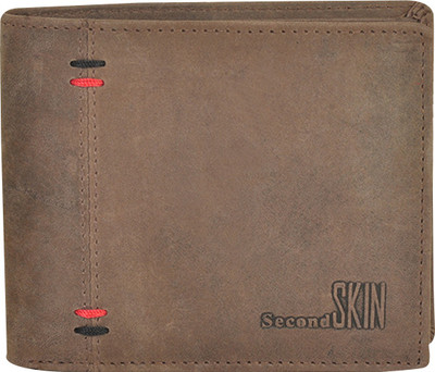 

Second Skin Men Brown Genuine Leather Wallet(10 Card Slots)