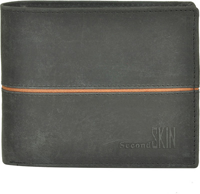 

Second Skin Men Tan, Black Genuine Leather Wallet(10 Card Slots), Black;tan