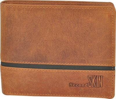 

Second Skin Men Tan, Black Genuine Leather Wallet(10 Card Slots), Black;tan