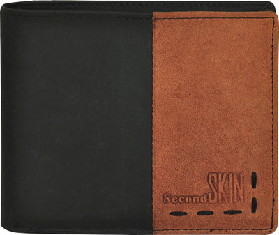 

Second Skin Men Black, Tan Genuine Leather Wallet(10 Card Slots)