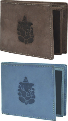 

Krosshorn Men Multicolor Genuine Leather Wallet(14 Card Slots), Brown & blue