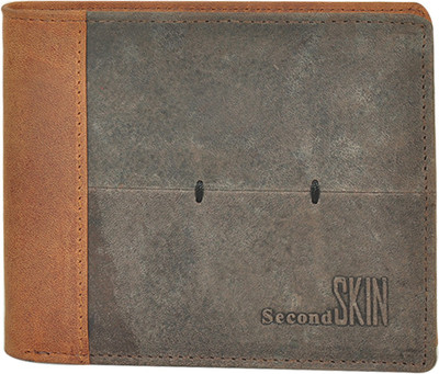 

Second Skin Men Green, Tan Genuine Leather Wallet(10 Card Slots)