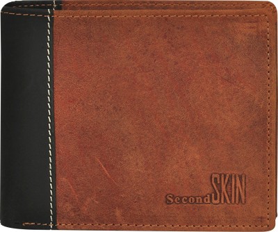 

Second Skin Men Tan, Black Genuine Leather Wallet(10 Card Slots), Black;tan