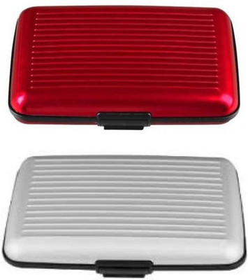 

Jeeya Slim & Stylish 6 Card Holder(Set of 2, Silver, Red)