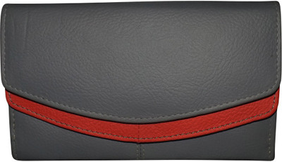 

Style 98 Women Grey, Red Genuine Leather Card Holder(11 Card Slots)