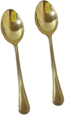 Shivshakti Arts Set Of 2 Handmade Pure Brass Spoon Dana Design Brass Cutlery Set(Pack of 2)