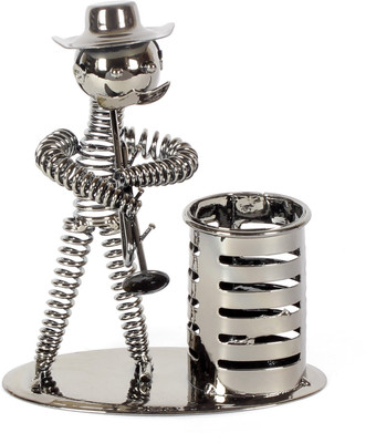 

Jewel Fuel 1 Compartments Iron Musician Playing Trumpet Pen Stand Showpiece(Black Chrome)