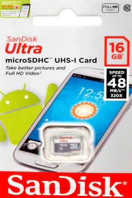 SanDisk ultra uhs-1 16 GB MicroSD Card Class 10 48 MB/s  Memory Card at flipkart