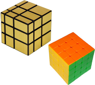 

ifrazon HIGH QUALITY MIRROR GOLD & STICKERLESS 4X4 RUBIX SPEED CUBE-COMBO(2 PIECES(2 Pieces)