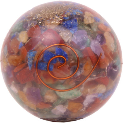 

Excel Orgonite Stone Chips Healing Crystals India Natural Gemstone Sphere Ball Decorative Showpiece - 5 cm(Stoneware, Multicolor)