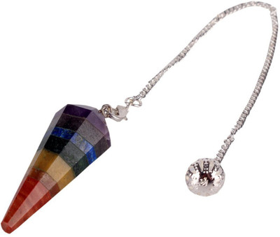 

Excel 7 Chakra Banded Healing Reiki Metaphysical Stone Carving Multi Colored Pagan Pendulum Chain Decorative Showpiece - 10 cm(Stoneware, Multicolor)