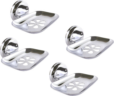 

DECZO Shine Plus Set of 4 Stainless Steel Soap Holders(Silver)