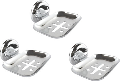 

DECZO Crafty Look Set of 3 Stainless Steel Soap Holders(Silver)