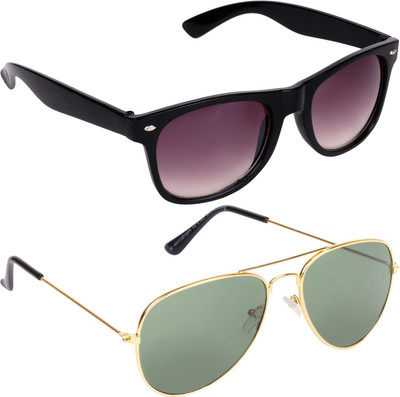 

Aligatorr Wayfarer, Aviator Sunglasses(Black, Grey