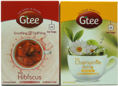 

GTEE GTEE Green Tea Bags-Chamomile & Hibiscus Tea Bags (25 Tea bags X 2PACKS) Hibiscus, Chamomile Herbal Infusion Bags Box(50)