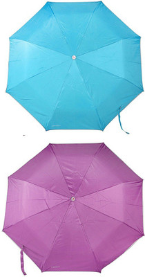 

Bizarro.in 3 Fold Set of 2 Plain Office Men::Women_308 Umbrella(Purple, Blue)