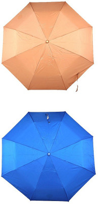 

Bizarro.in 3 Fold Set of 2 Plain Office Men::Women_63 Umbrella(Blue, Bronze)