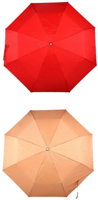 

Bizarro.in 3 Fold Set of 2 Plain Office Men::Women_106 Umbrella(Bronze, Red)