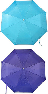 

Bizarro.in 3 Fold Set of 2 Plain Office Men::Women_341 Umbrella(Blue)