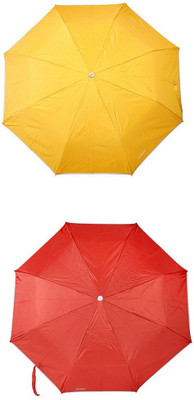

Bizarro.in 3 Fold Set of 2 Plain Office Men::Women_282 Umbrella(Red, Yellow)