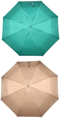 

Bizarro.in 3 Fold Set of 2 Plain Office Men::Women_39 Umbrella(Beige, Green)
