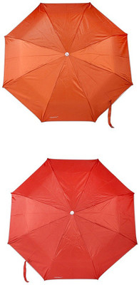 

Bizarro.in 3 Fold Set of 2 Plain Office Men::Women_280 Umbrella(Red, Brown)