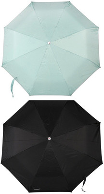 

Bizarro.in 3 Fold Set of 2 Plain Office Men::Women_249 Umbrella(Black, Blue)