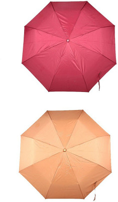 

Bizarro.in 3 Fold Set of 2 Plain Office Men::Women_95 Umbrella(Bronze, Pink)