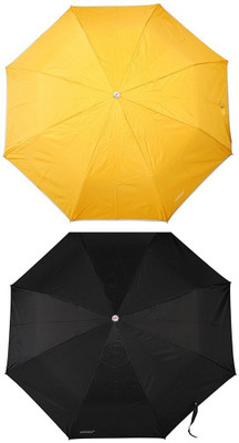 

Bizarro.in 3 Fold Set of 2 Plain Office Men::Women_267 Umbrella(Black, Yellow)