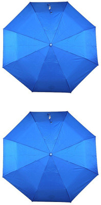 

Bizarro.in 3 Fold Set of 2 Plain Office Men::Women_61 Umbrella(Blue, Blue)