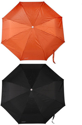 

Bizarro.in 3 Fold Set of 2 Plain Office Men::Women_265 Umbrella(Black, Brown)